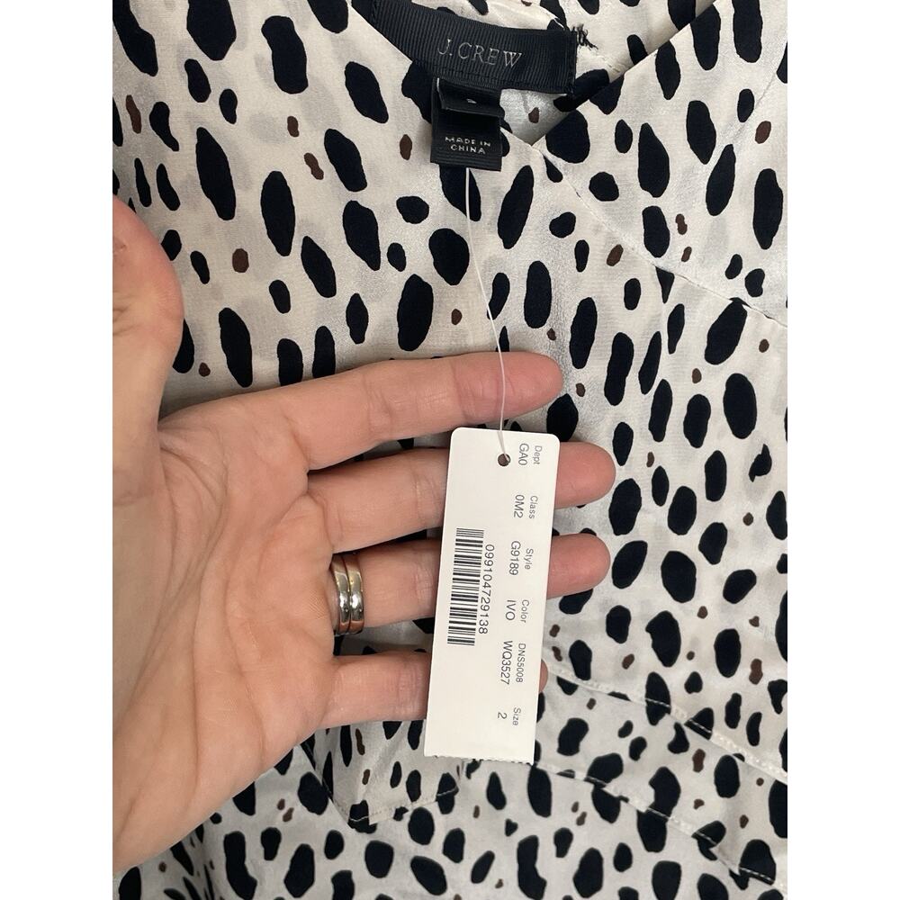 NWT J. Crew Women's 100% Silk Tiered Cami Sz 2 Leopard Strap Boho Feminine City - Picture 9 of 12